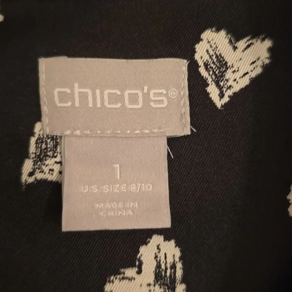 Chico's  heart print Button Up Blouse Valentines Day